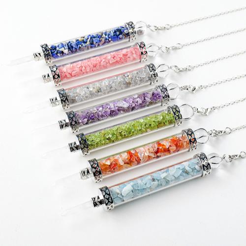 pierre gemme Souhaitant bouteille suspendus décoration, avec verre & alliage de zinc, différents matériaux pour le choix, 370mm, Vendu par PC