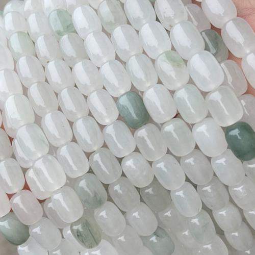 Natural Jade Beads, Ice Jade, barrel, polished, folk style & DIY, 10x14mm, 28PCs/Strand, Sold By Strand