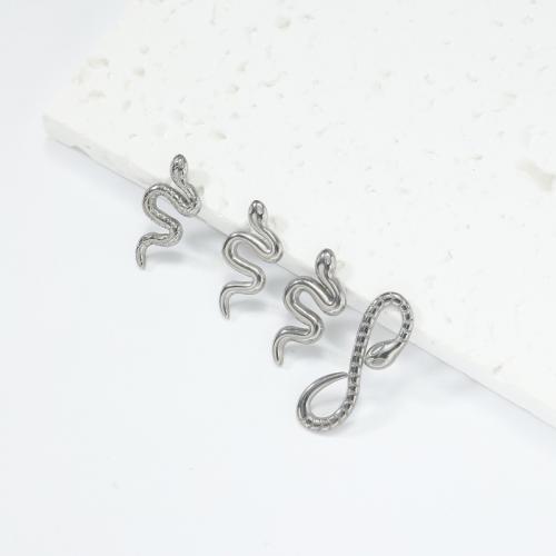 Stainless Steel Earring Stud Component 304 Stainless Steel Snake DIY & machine polishing nickel lead & cadmium free Sold By PC
