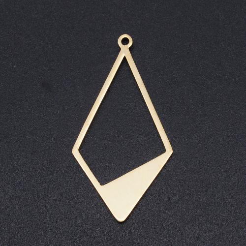 Titanium Steel Pendants, Rhombus, Vacuum Ion Plating, fashion jewelry & DIY & hollow, more colors for choice, 36x18mm, Approx 10PCs/Bag, Sold By Bag