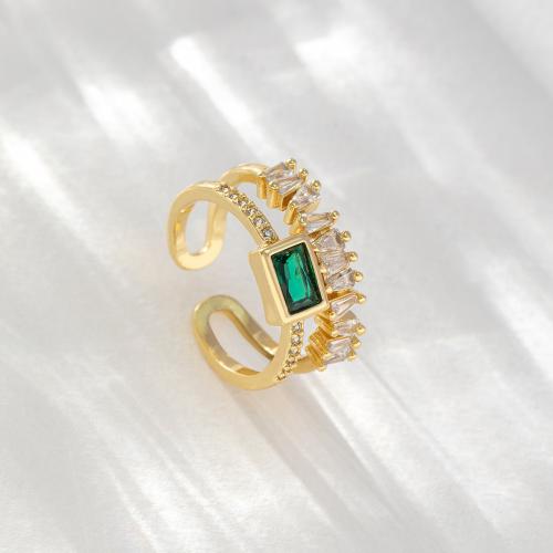 Cubique anneau en laiton Circonia Micro Pave, Plaqué d'or, bijoux de mode & styles différents pour le choix & pavé de micro zircon & pour femme, protéger l'environnement, sans nickel, plomb et cadmium, Vendu par PC
