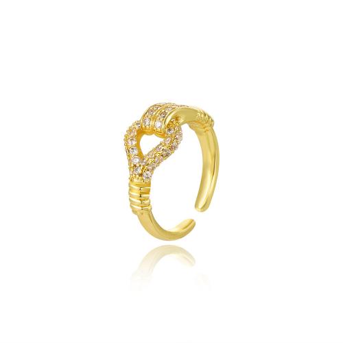 Cubic Zirconia Micro Pave Brass Ring 18K gold plated fashion jewelry & micro pave cubic zirconia & for woman nickel lead & cadmium free Inner Approx 18mm Sold By PC