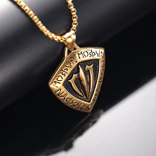 Titanium Steel Necklace, fashion jewelry & for man, golden, Length:Approx 60 cm, Sold By PC