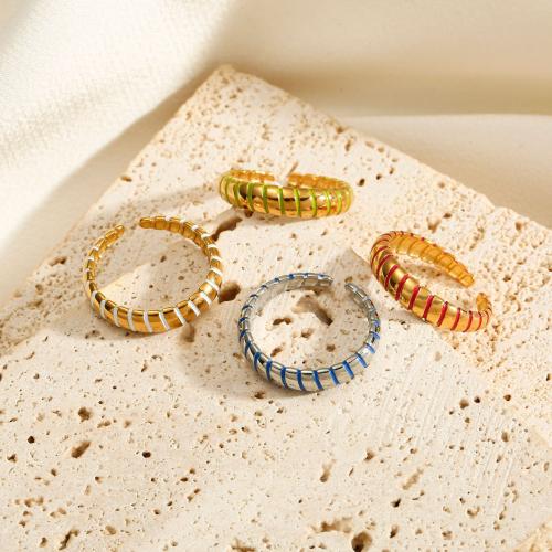 Titanium Steel Finger Ring, fashion jewelry & for woman & enamel, more colors for choice, inner diameter 17mm, Sold By PC