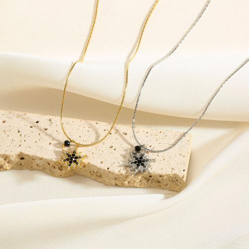 Titanstahl Halskette, Schneeflocke, Modeschmuck & Micro pave Zirkonia & für Frau, keine, Länge:ca. 45 cm, verkauft von PC