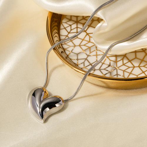 Rustfrit stål smykker halskæde, 304 rustfrit stål, med 6cm extender kæde, Heart, mode smykker & for kvinde, flere farver til valg, 27.60x26mm, Længde Ca. 44.5 cm, Solgt af PC