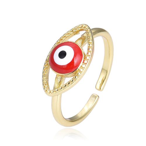 Evil Eye Jewelry Ring Finger, cobre, Olho de cavalo, cromado de cor dourada, joias de moda & para mulher & esmalte, Mais cores pare escolha, níquel, chumbo e cádmio livre, Diametro interno:Aprox 18mm, vendido por PC