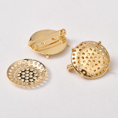 Brass Brooch Findings, plated, 2 pieces & DIY, more colors for choice, nickel, lead & cadmium free, 24mm, Sold By Set