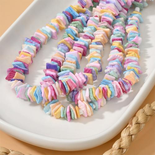 Shell Beads, Square, DIY, mixed colors, Length about 6-10mm, Approx 160PCs/Strand, Sold By Strand