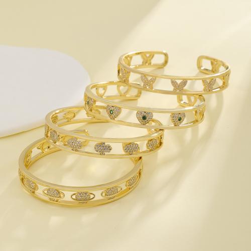 Brass Bracelet & Bangle, gold color plated, different styles for choice & micro pave cubic zirconia & for woman, more colors for choice, nickel, lead & cadmium free, Sold By PC