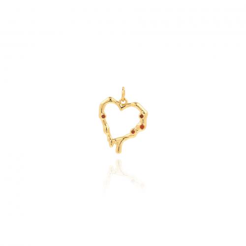 Cubic Zirconia Micro Pave Brass Pendant Heart 18K gold plated fashion jewelry & DIY & micro pave cubic zirconia & hollow nickel lead & cadmium free Sold By PC