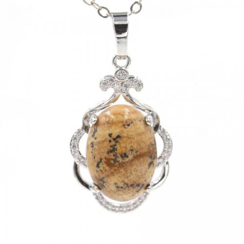 Gemstone Pendants Jewelry Natural Stone with Brass & Zinc Alloy DIY & with rhinestone Sold By PC