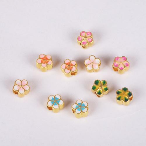 Zinc Alloy Flower Beads plated DIY & enamel nickel lead & cadmium free Approx 4mm Sold By PC