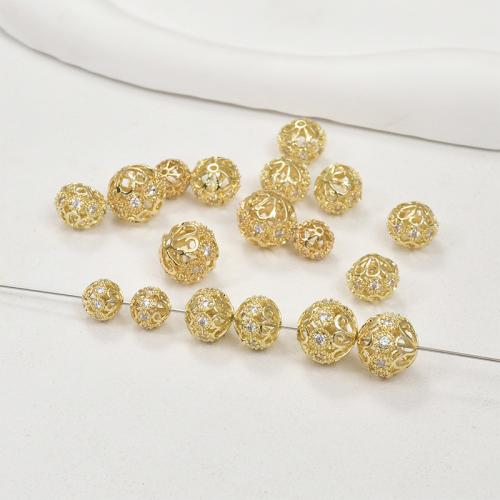 Brass Spacer Beads, Round, plated, DIY & different size for choice & micro pave cubic zirconia, more colors for choice, nickel, lead & cadmium free, Sold By PC