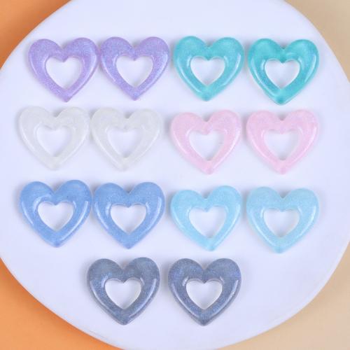 Mobile Phone DIY Decoration, Resin, Heart, epoxy gel & hollow, more colors for choice, 30x18mm, Approx 10PCs/Bag, Sold By Bag