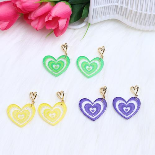Acrylic Jewelry Earring Heart printing fashion jewelry & for woman Sold By Pair