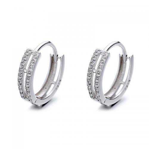 Cubic Zirconia Micro Pave Sterling Silver Earring 925 Sterling Silver plated micro pave cubic zirconia & for woman The outer diameter is 14mm the inner diameter is 11.3 mm Sold By Pair