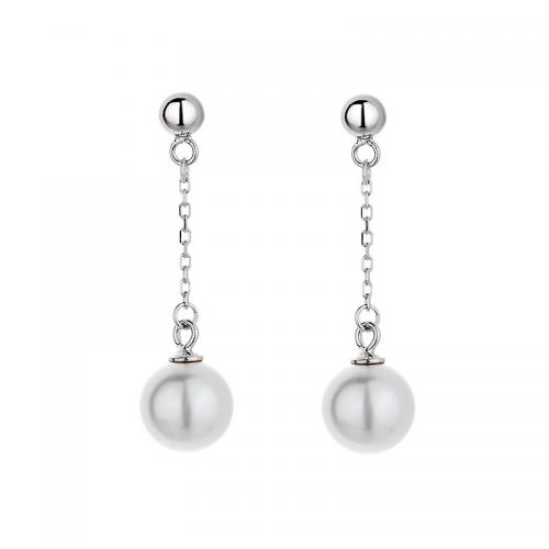 925 Sterling Silver Drop &  Dangle Earrings with Shell Pearl plated & for woman Sold By Pair