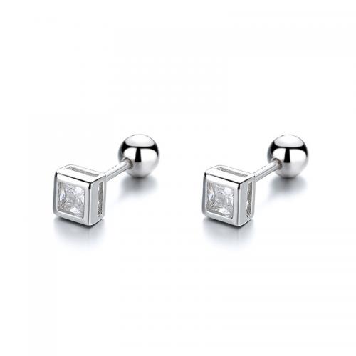 Cubic Zirconia Micro Pave Sterling Silver Earring 925 Sterling Silver plated & micro pave cubic zirconia & for woman platinum color Sold By Pair