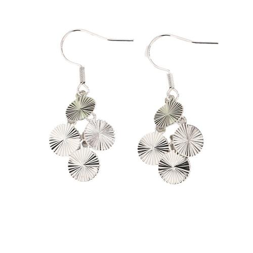 Brass Drop Earring, plated, for woman, platinum color, 37x15mm, Sold By Pair
