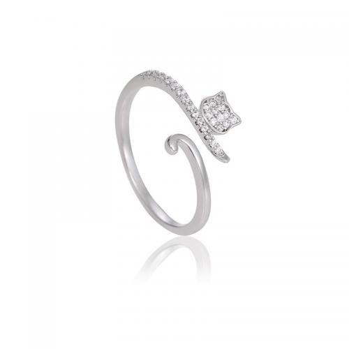 Cubic Zirconia Micro Pave Brass Ring, plated, micro pave cubic zirconia & for woman, platinum color, Sold By PC