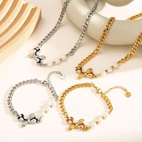 Schmucksets, Titanstahl, mit Kunststoff Perlen, verschiedene Größen vorhanden & für Frau & Emaille, keine, verkauft per ca. 45 cm, ca. 18 cm Strang