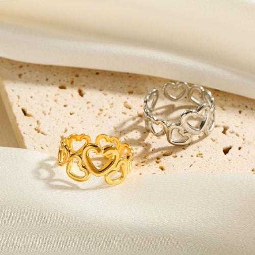 Titanium Čelik Finger Ring, Srce, modni nakit & za žene, više boja za izbor, inner diameter 17mm, Prodano By PC
