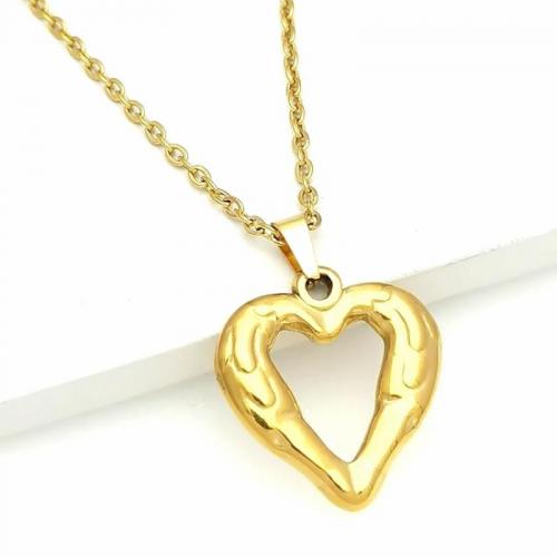 Titanium Steel Necklace, Heart, 18K gold plated, fashion jewelry & for woman, golden, Length:Approx 50 cm, Sold By PC
