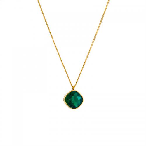 Titanstahl Halskette, Modeschmuck & Micro pave Zirkonia & für Frau, goldfarben, Länge:ca. 45 cm, verkauft von PC