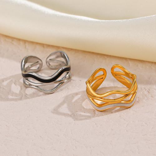 Enamel Stainless Steel Finger Ring, 304 Stainless Steel, fashion jewelry & for woman, more colors for choice, Sold By PC