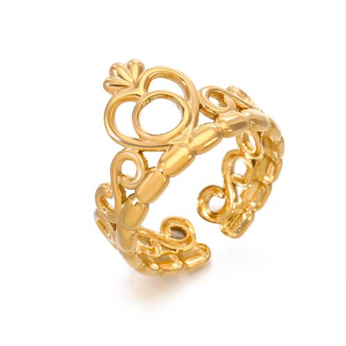 Rustfrit stål fingre Ringe, 304 rustfrit stål, Crown, mode smykker & for kvinde, flere farver til valg, inner diameter 17mm, Solgt af PC