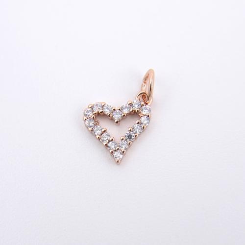 Cubic Zirconia Micro Pave Brass Pendant, Heart, plated, DIY & micro pave cubic zirconia, more colors for choice, nickel, lead & cadmium free, 10x15mm, Sold By PC