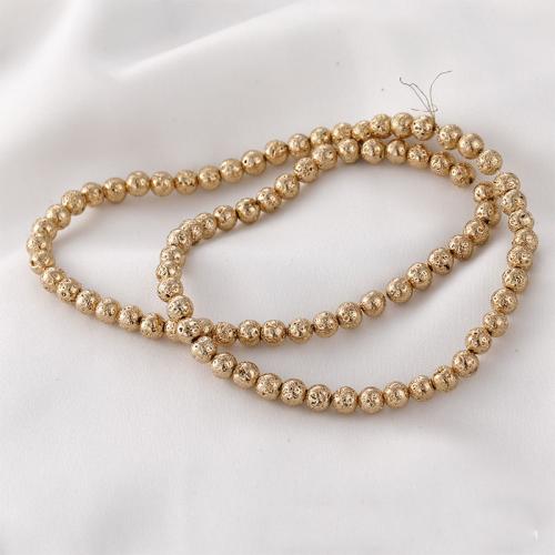Natürliche Lava Perlen, rund, plattiert, DIY, keine, 5mm, ca. 90PCs/Strang, verkauft von Strang
