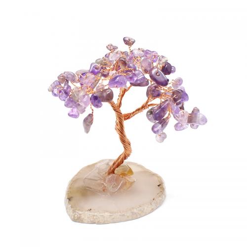 Ricca decorazione dell'albero, Ghiaia naturale, with agate & ottone, placcato color oro, per la casa e l'ufficio & materiali diversi per la scelta, nessuno, Length about 45-60mm,,Hight about 90-100mm, Venduto da PC