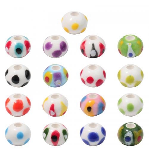 Porcelain Jewelry Beads, Round, hand drawing, DIY, more colors for choice, 12x9mm, Hole:Approx 3.5mm, Sold By PC