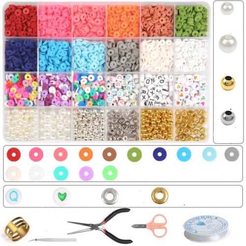 DIY Jewelry Supplies, Polymer Clay, with Plastic Box & Crystal Thread & Resin & Tibetan Style, different size for choice, more colors for choice, Sold By Box