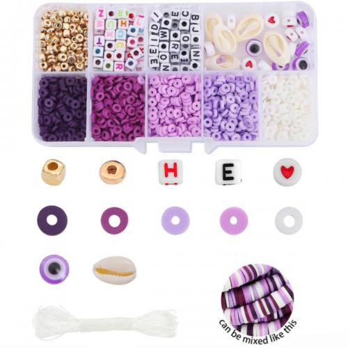 DIY Jewelry Supplies, Polymer Clay, with Plastic Box & Crystal Thread & Resin, 10 cells, more colors for choice, 130x50x20mm, Sold By Box