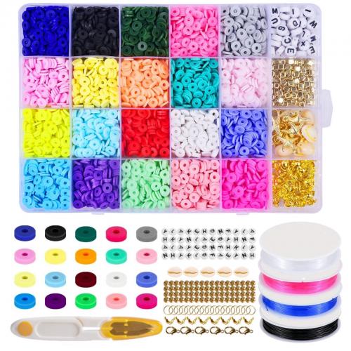 DIY Jewelry Supplies Polymer Clay with Plastic Box & Crystal Thread & Zinc Alloy 24 cells mixed colors Sold By Box