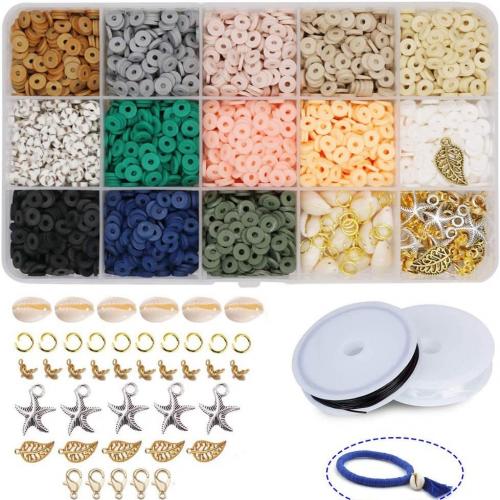 DIY Šperky doplňky, Polymer Clay, s Plastový box & Skořápka & Zinek, 15 článků, smíšené barvy, 174x100x23mm, Prodáno By Box