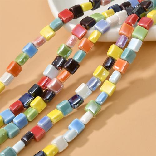 Porcelain Jewelry Beads, Square, DIY, more colors for choice, 8mm, Hole:Approx 2.4mm, Approx 40PCs/Strand, Sold By Strand