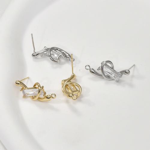 Brass Earring Post, cobre, banhado, DIY & micro pavimento em zircônia cúbica, Mais cores pare escolha, níquel, chumbo e cádmio livre, 10x24mm, vendido por par