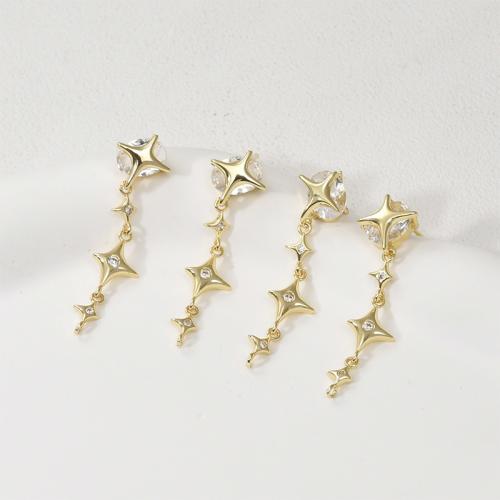 Brass Earring Stud Component, Star, plated, DIY, more colors for choice, nickel, lead & cadmium free, 7x36mm, Sold By PC