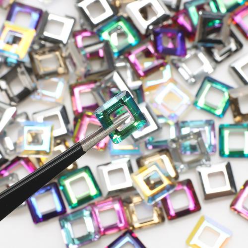 Bijoux Pendentifs en pierres gemmes, verre, cadre, DIY, plus de couleurs à choisir, 10mm, 30PC/sac, Vendu par sac