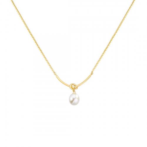 925 Sterling Silver Necklaces with Shell Pearl with 5CM extender chain plated for woman Length Approx 40 cm Sold By PC