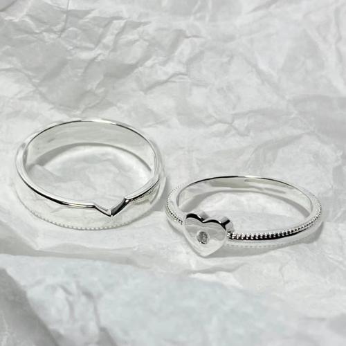Couple Finger Rings, 925 Sterling Silver, plated, Unisex & different styles for choice & micro pave cubic zirconia, platinum color, Sold By PC