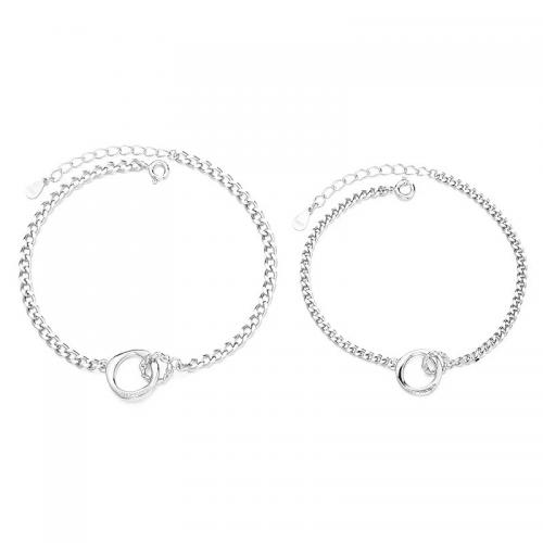 Couple Bracelet and Bangle 925 Sterling Silver plated Unisex platinum color Sold By PC