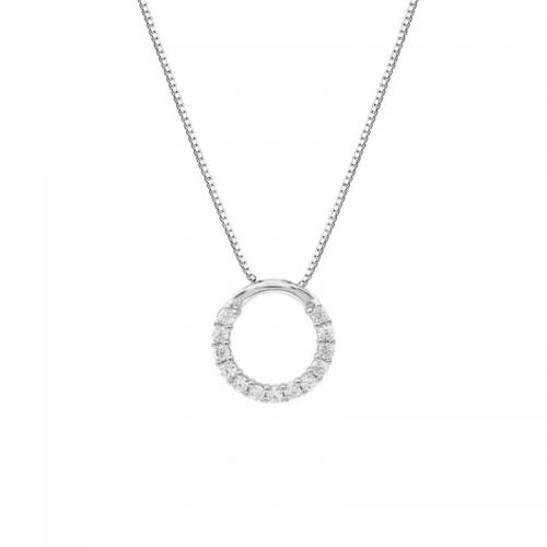 Cubic Zircon Micro Pave 925 Sterling Silver Necklace, plated, micro pave cubic zirconia & for woman, platinum color, Length:Approx 45 cm, Sold By PC