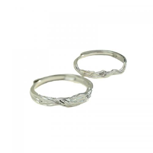Couple Finger Rings, 925 Sterling Silver, plated, Unisex & different size for choice, platinum color, Sold By PC