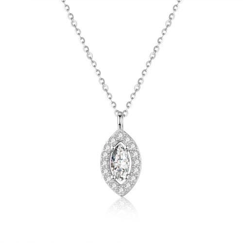 925 Sterling Silver Necklace, with 2inch extender chain, Teardrop, plated, oval chain & micro pave cubic zirconia & for woman, more colors for choice, Length:Approx 15.7 Inch, Sold By PC