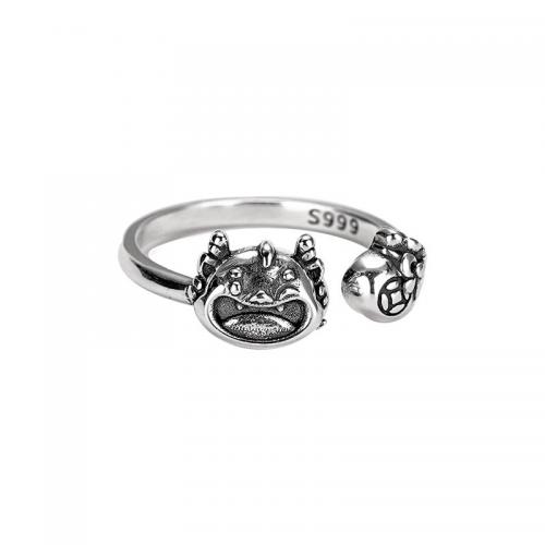 925 sidabro Cuff Finger Ring, Drakonas, Vintage & moters, Dydis:8, Pardavė PC